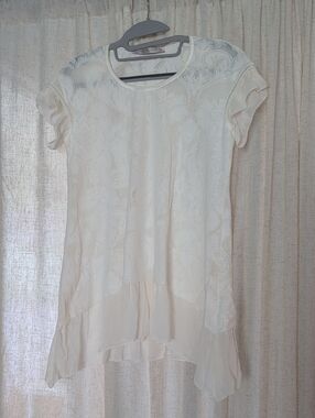 Beate Heymann Women's Cream Lace-Overlay Tunic Top